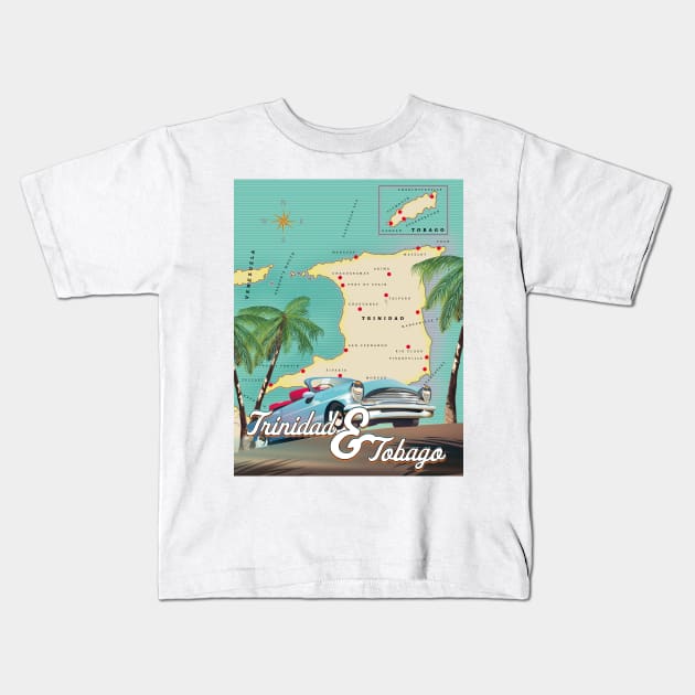 Trinidad and Tobago travel poster. Kids T-Shirt by nickemporium1